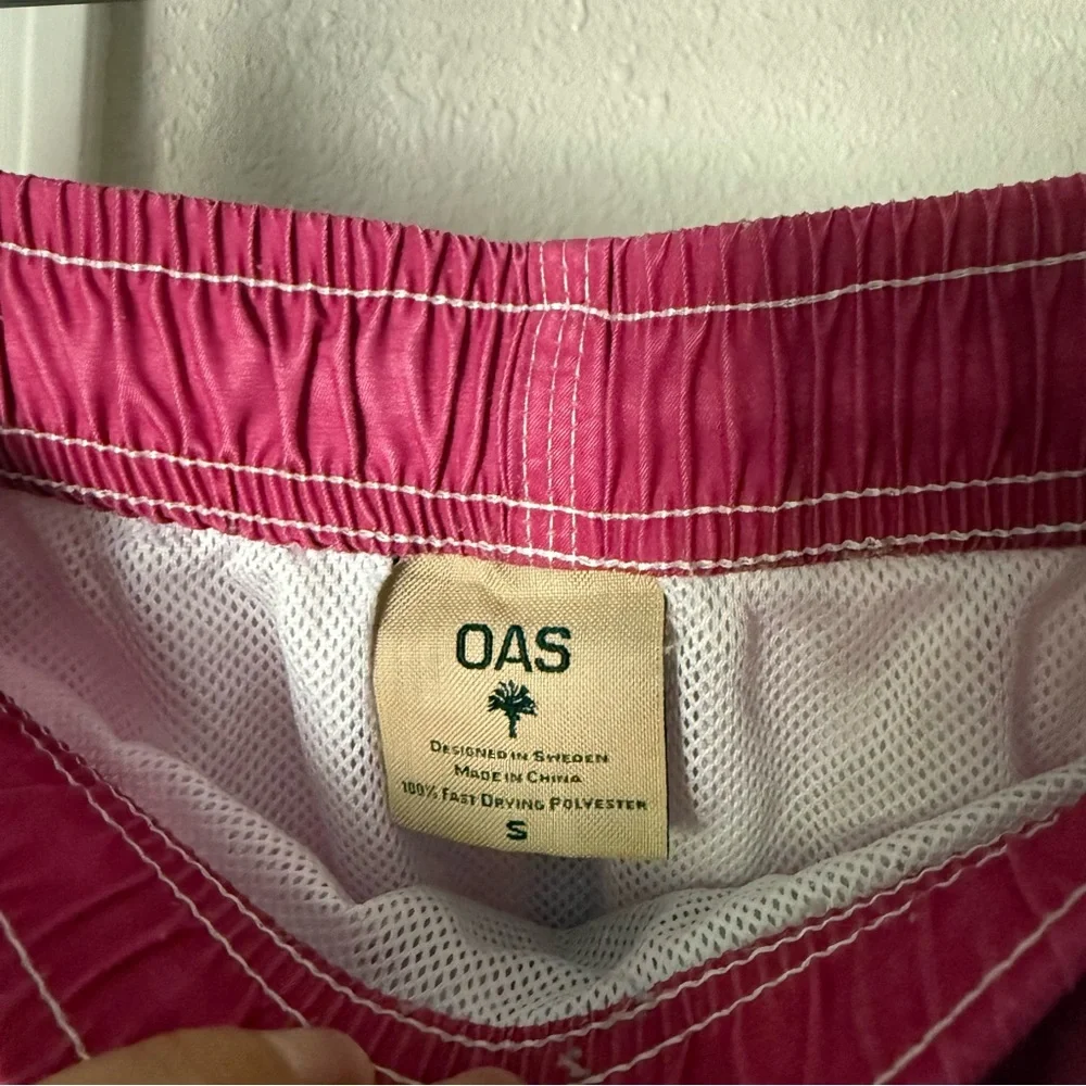 OAS pink green ombre swim beach palm‎ tree trunks